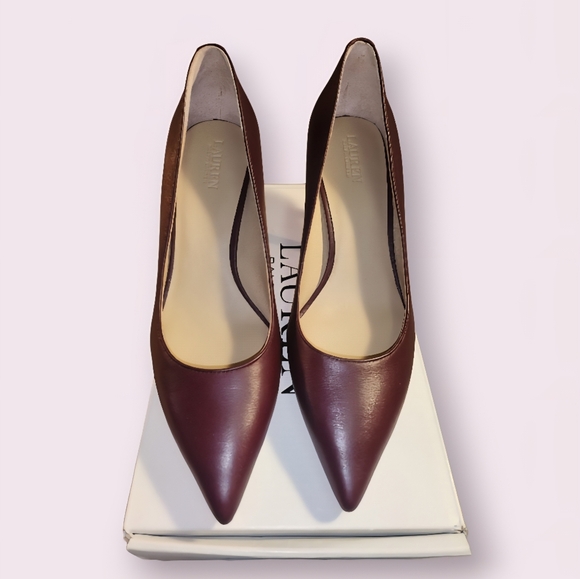 Women's Lauren Ralph Lauren Lanette Red Soft Nappa Pointed Toe Mid Heel Shoes 7B - Picture 7 of 16
